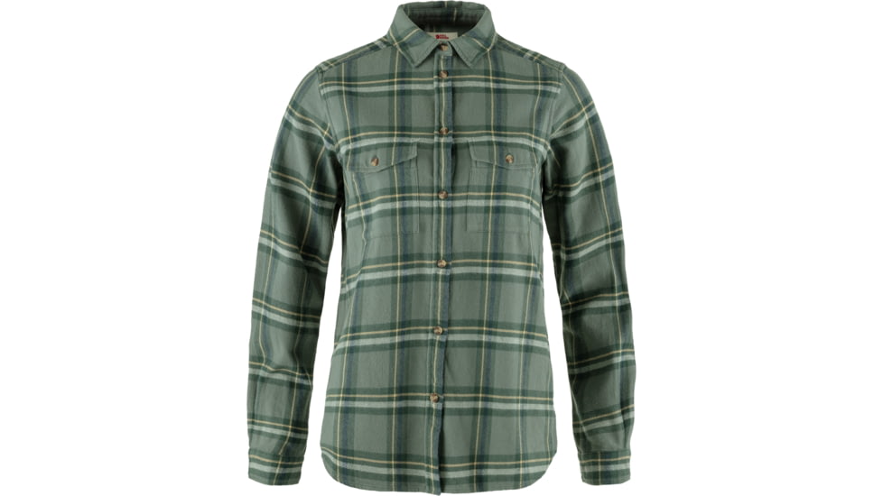 Fjallraven Ovik Heavy Flannel Shirt - Womens, Patina Green/Deep Patina, 2XS, F86999-614-679-XXS