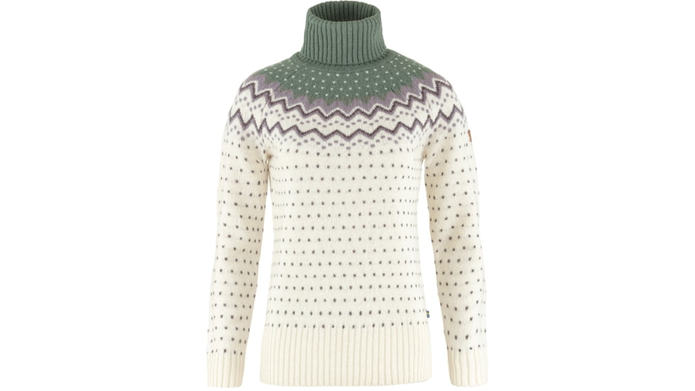 Fjallraven Ovik Knit Roller Neck - Womens, Chalk White-Patina Green, Medium, F84792-113-614-M