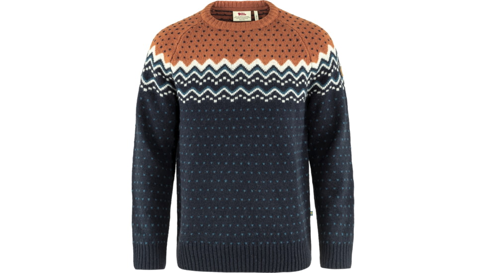 Fjallraven Ovik Knit Sweater - Mens, Dark Navy-Terracotta Brown, Extra Small, F81829-555-243-XS