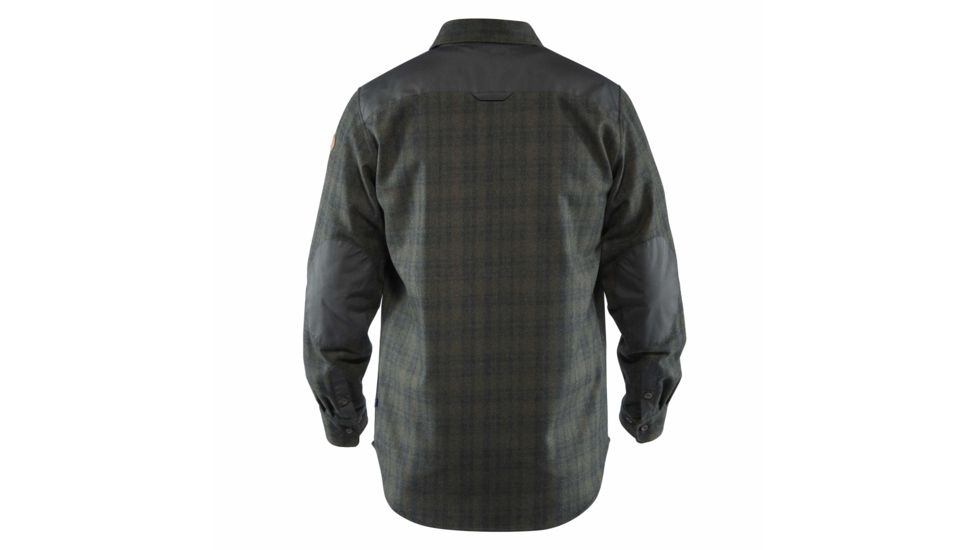 Fjallraven Ovik Re-Wool Shirt Long Sleeve - Mens, Dark Grey-Olive, Small, F81885-030-630-S