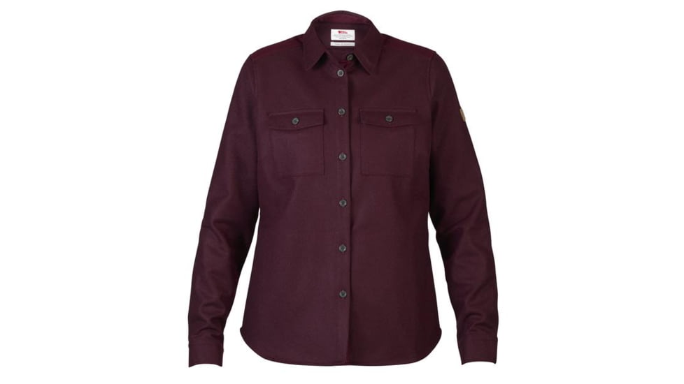 Fjallraven Ovik Re-Wool Shirt Long Sleeve - Womens, Dark Garnet, Large, F89903-356-L