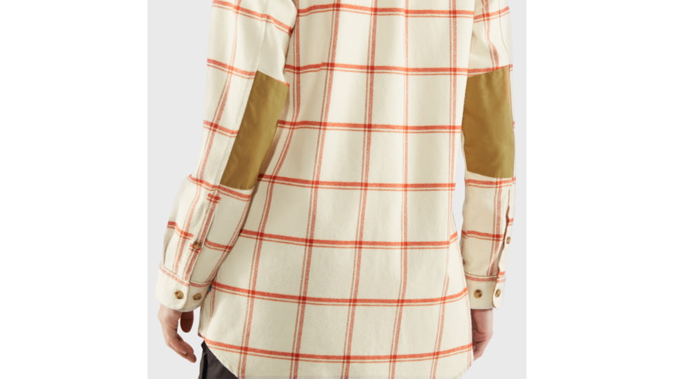 Fjallraven Ovik Twill Shirt Long Sleeve - Womens, Chalk White-Cabin Red, Medium, F84134-113-321-M