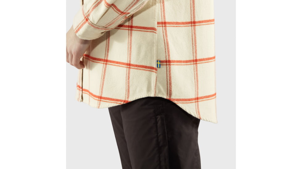 Fjallraven Ovik Twill Shirt Long Sleeve - Womens, Chalk White-Cabin Red, Medium, F84134-113-321-M