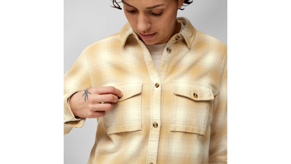 Fjallraven Ovik Twill Shirt Long Sleeve - Womens, Chalk White/Dune Beige, 2XS, F87120-113-196-XXS