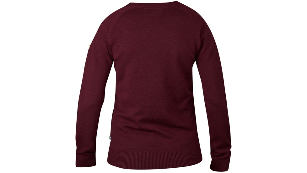 Fjallraven Sormland V-Neck Sweater - Womens, Dark Garnet, Medium, F90177-356-M