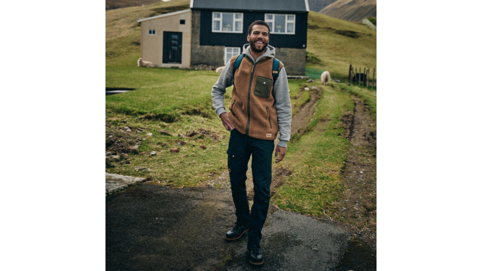 Fjallraven Vardag Pile Fleece Vest - Mens, Buckwheat Brown-Laurel Green, Extra Small, F87073-232-625-XS