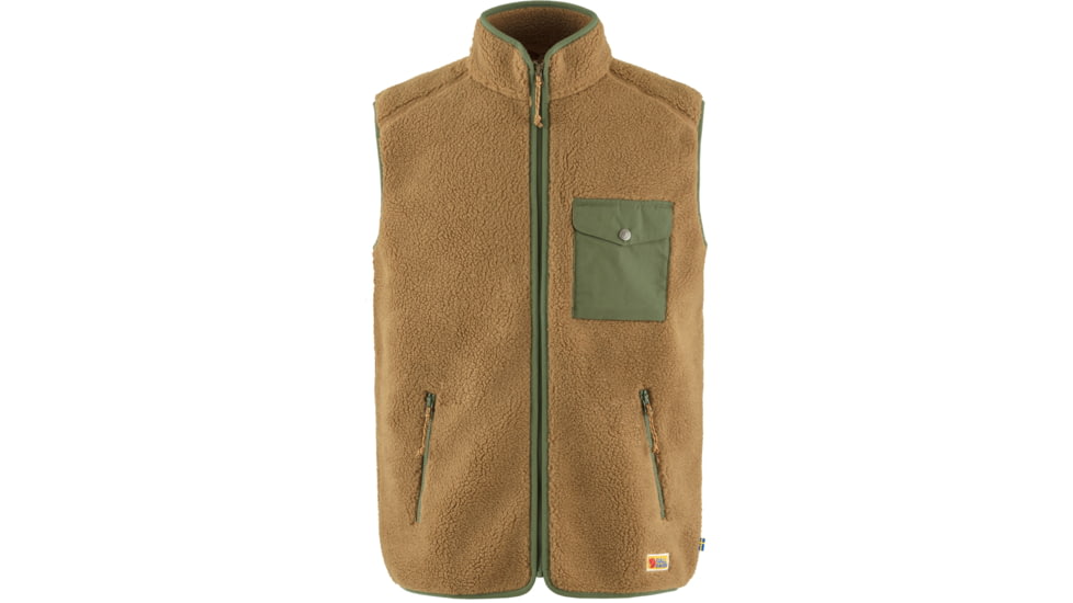 Fjallraven Vardag Pile Fleece Vest - Mens, Buckwheat Brown-Laurel Green, Extra Small, F87073-232-625-XS