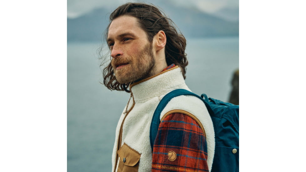 Fjallraven Vardag Pile Fleece Vest - Mens, Chalk White-Buckwheat Brown, Medium, F87073-113-232-M