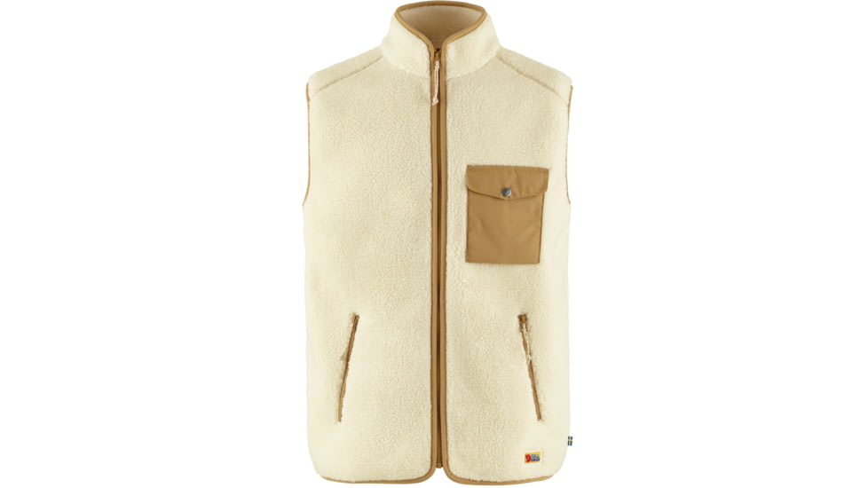 Fjallraven Vardag Pile Fleece Vest - Mens, Chalk White-Buckwheat Brown, Medium, F87073-113-232-M