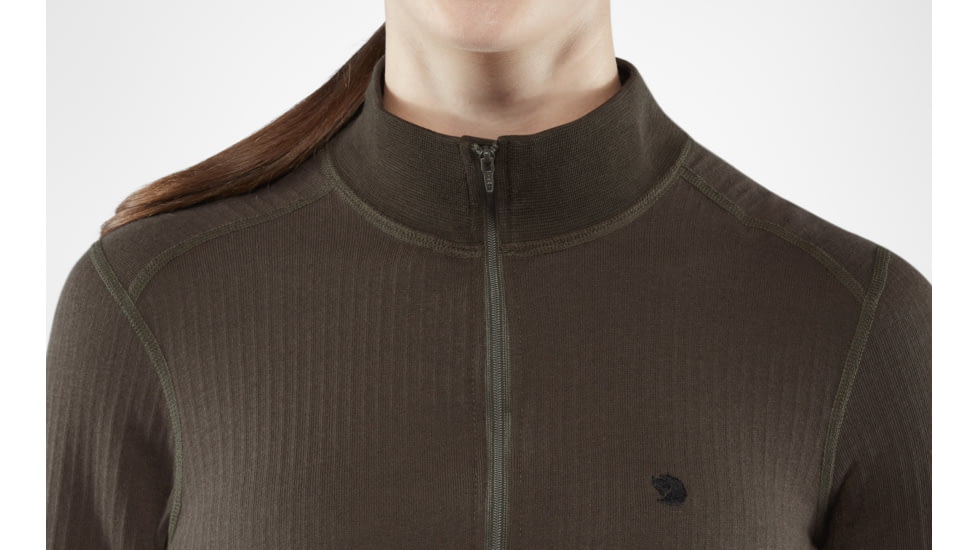Fjallraven Varmland Woolterry Half Zip - Womens, Dark Olive, Extra Small, F90839-633-XS