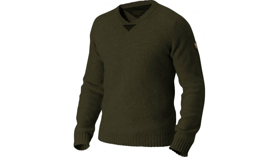 Fjallraven Woods Sweater - Mens-Dark Olive-Small