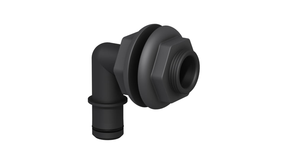 Flow-Rite Qwik-Lok Flanged Thru-Hull 3/4 Fitting - 90 deg Elbow, Black, MA-007-QLB