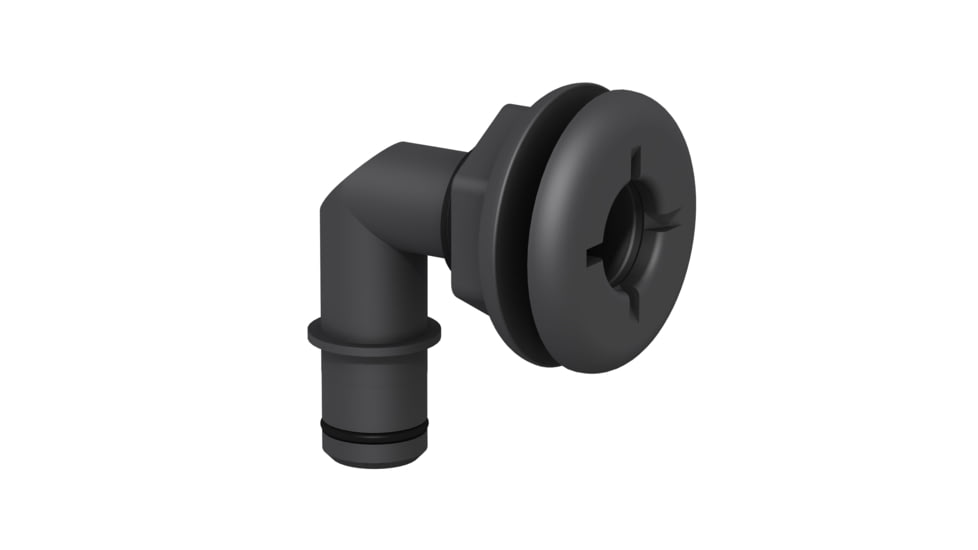 Flow-Rite Qwik-Lok Flanged Thru-Hull 3/4 Fitting - Elbow, Black, MA-027-QLB
