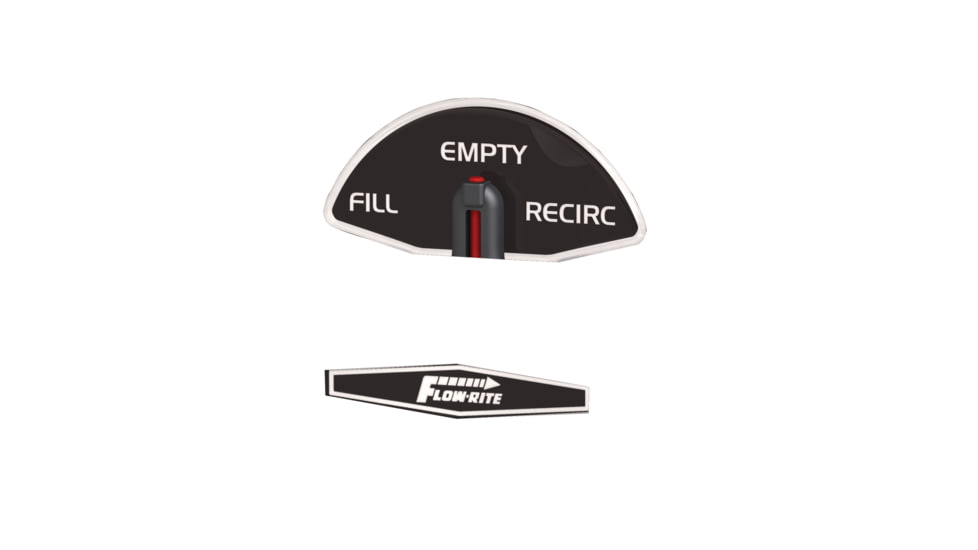 Flow-Rite System 4 Actuator Fill/EMPTy/Recirc - Replacement Decal, Black/White, MD-DCL-004-WHT