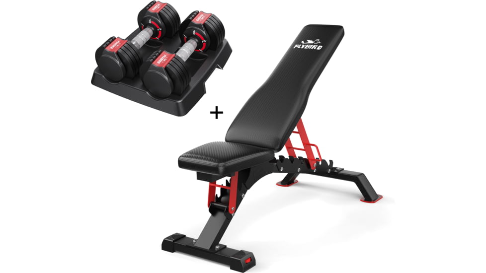 Flybird Fitness 15lb Weight Pro Bench Dumbbells Bundle Sets, 7820130189570