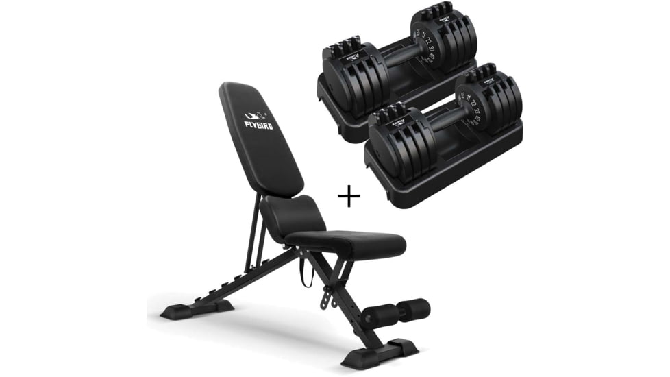 Flybird Fitness 55lb Weight Bench Dumbbells Set w/Waist Pad 1, 6840178802881