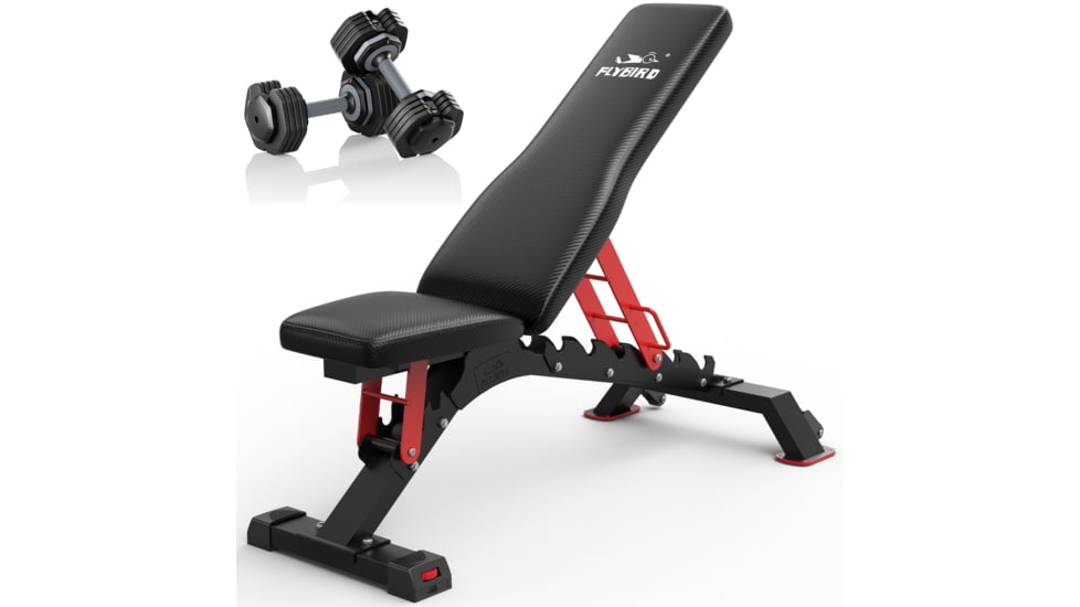 Flybird Fitness Exercise Machine &amp; Equipment Sets F85A28F9, Pro Weight Bench+25LB1 Pair, NSKFBDB25LB*2+FLYBIRDUWB