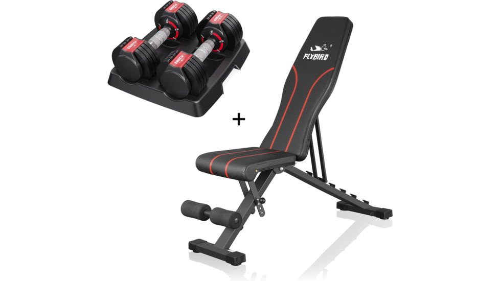Flybird Fitness Fb139 1 Weight Bench Dumbbells Bundle Set, 15lb, 7819020304642