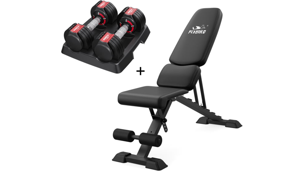 Flybird Fitness Wp129 Weight Bench Dumbbells Bundle Set, 15lb, 7820158009602