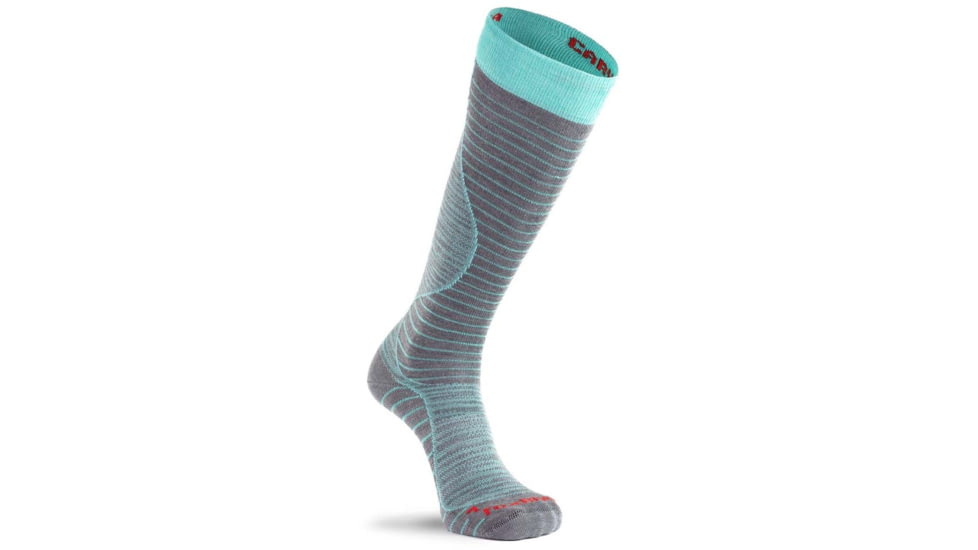 Fox River Carve Ultra-Lightweight Over-The-Calf Ski and Snowboard Sock - Womens, Grey/Turquoise, Small, 161470