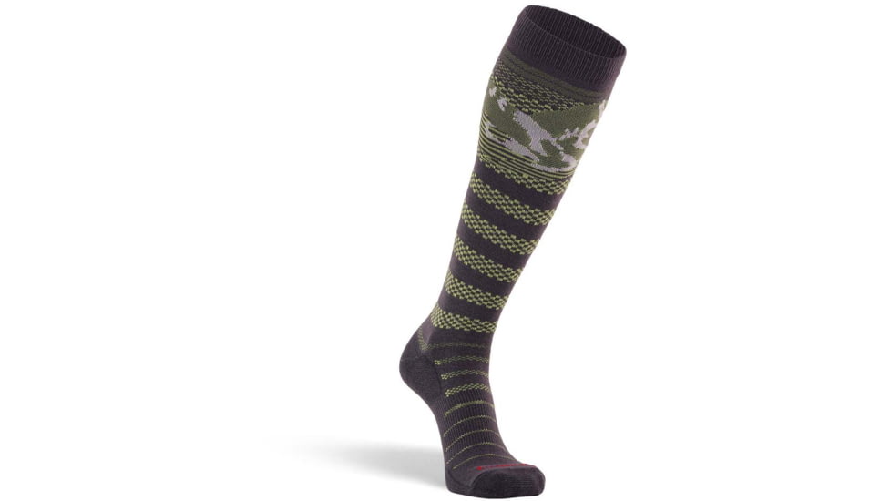 Fox River Chatter Ultra-Lightweight Over-the-Calf Ski and Snowboard Sock - Mens, Grey/Green, Medium, 120716
