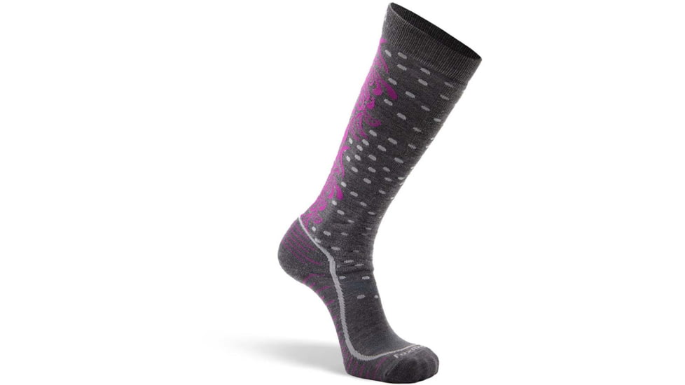 Fox River Falling Leaf Lightweight Over-the-Calf Ski and Snowboard Sock - Womens, Grey, Medium, 105497