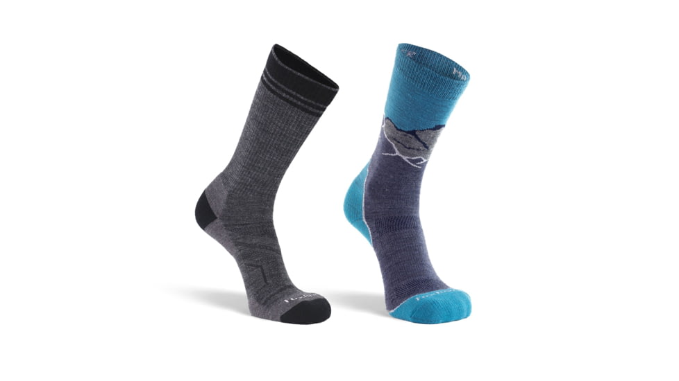 Fox River Mens Merino Wool Lightweight Crew Hiking Sock Bundle - 2 Pack 97496E36, Large, Multi, 152055
