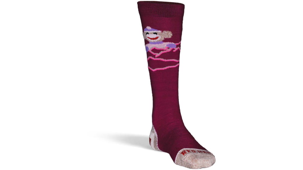 Fox River Monkey Ski, Monkey Do Lightweight Over-the-Calf Ski and Snowboard Sock - Kids, Berry, Large, 151261