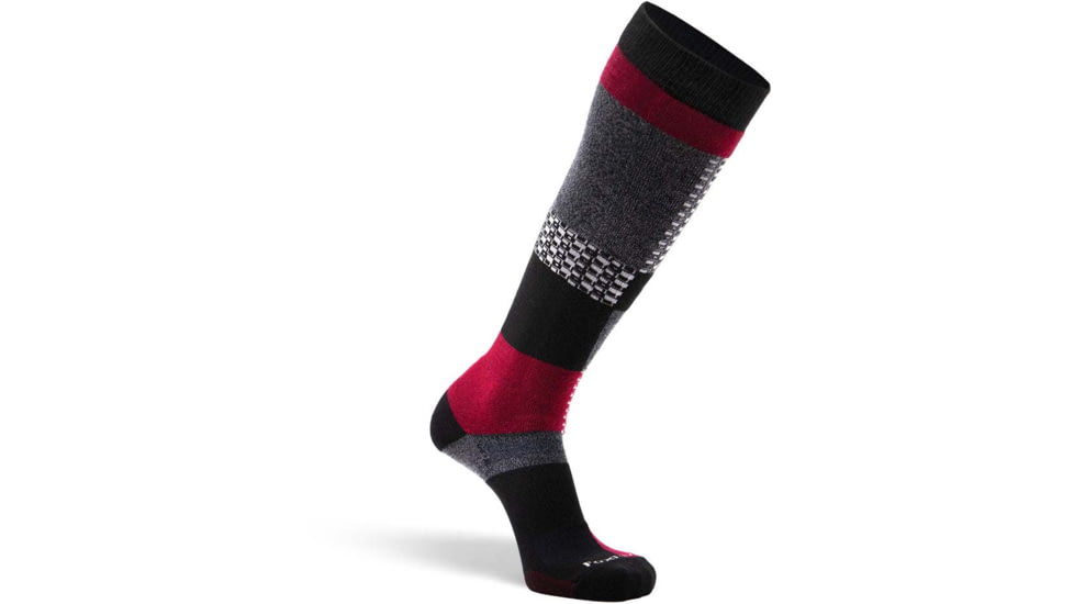 Fox River Peakheat Park Rat Lightweight Over-the-Calf Ski and Snowboard Sock - Mens, Black/Bordeaux, Medium, 134233