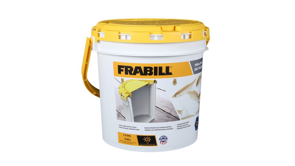 Frabill Bait Bucket Insulated, White/Yellow, 1.3 Gallon, PMC4822
