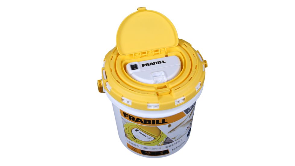 Frabill Fish Bait Bucket with Aerator Built-In Dual, White/Yellow, 1.3 Gallon, PMC4825