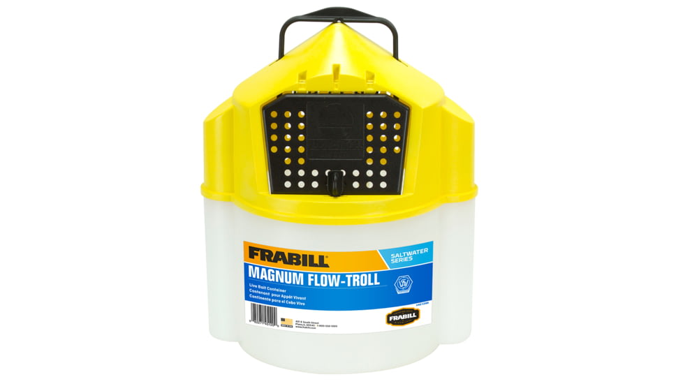 Frabill Magnum Flow Troll Shrimp Bucket, White/Yellow, 10 Quarts, PMC451205