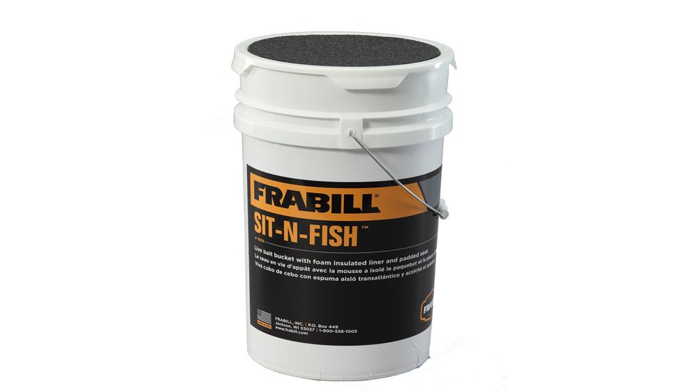 Frabill Sit-N-Fish Bucket, White, 6 Gallon, PMC1600