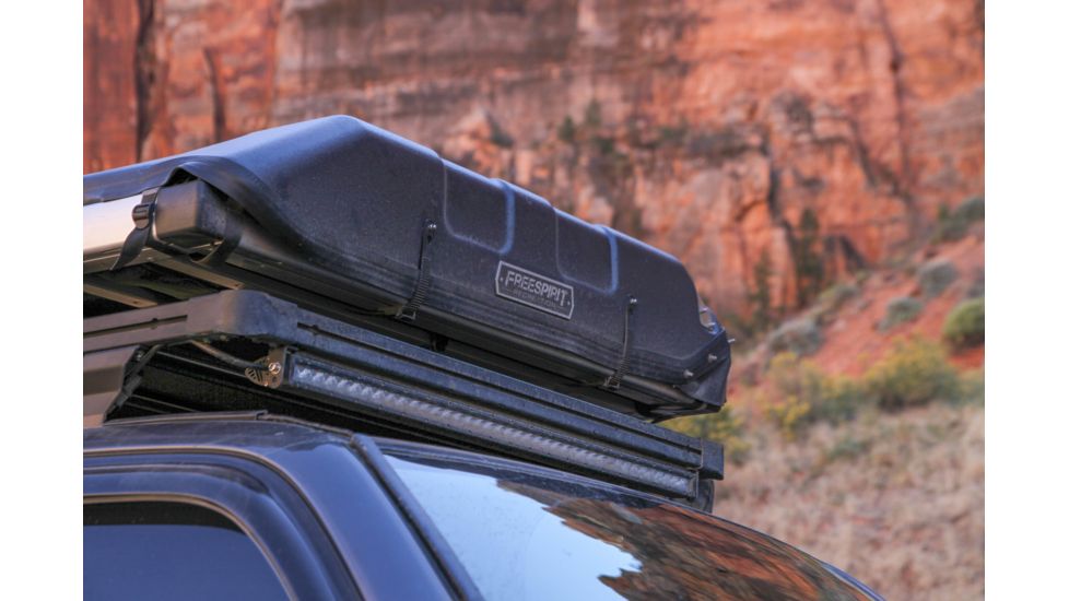 Freespirit Recreation Adventure Series Automatic Hard-Top 49in Roof Top Tent, Grey Body/Blk Fly/Blk Top/Silver Trim, RTAH49307