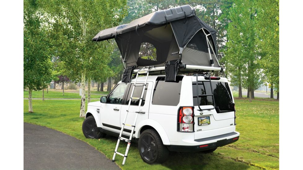 Freespirit Recreation Adventure Series Automatic Hard-Top 49in Roof Top Tent, Grey Body/Blk Fly/Blk Top/Silver Trim, RTAH49307
