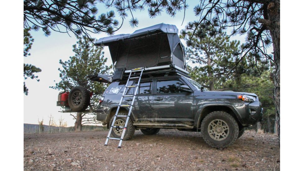 Freespirit Recreation Adventure Series Automatic Hard-Top 49in Roof Top Tent, Grey Body/Blk Fly/Blk Top/Silver Trim, RTAH49307