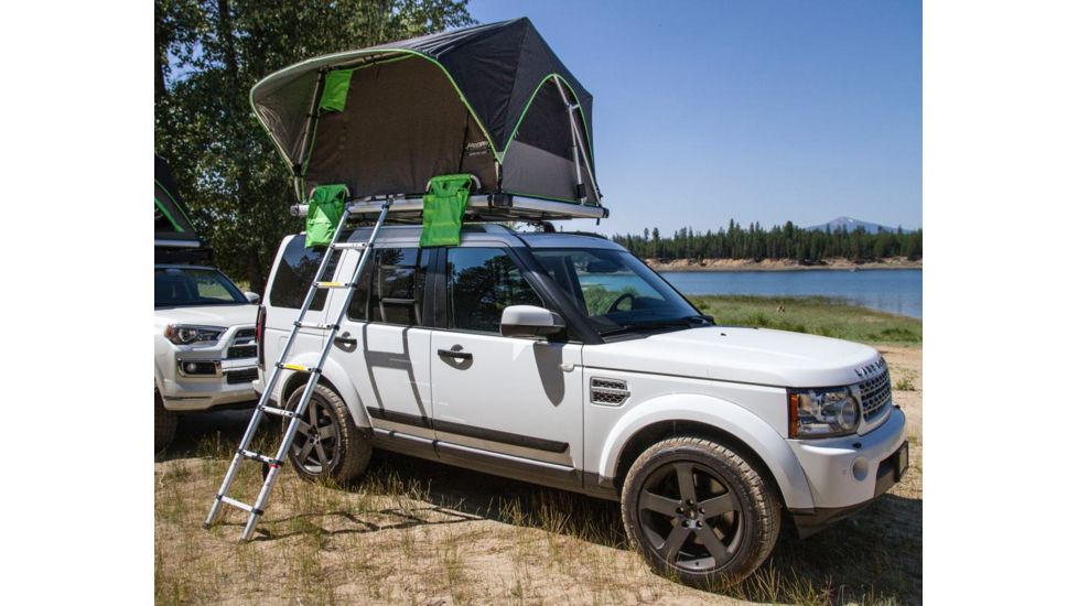 Freespirit Recreation Adventure Series Automatic Soft-Top 49in Roof Top Tent, Dark Grey Body/Blk Fly/Lt. Green Trim/Blk PVC Cover, RTAS49310