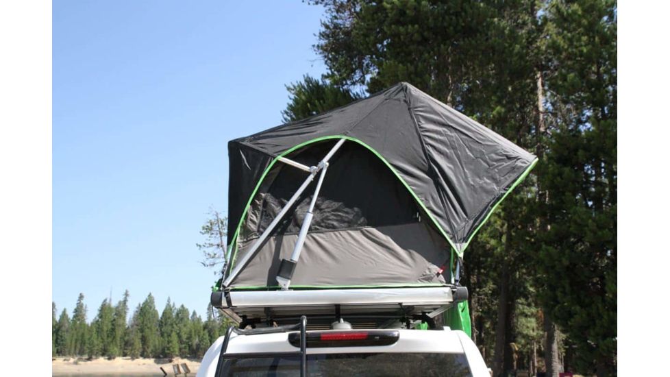 Freespirit Recreation Adventure Series Automatic Soft-Top 49in Roof Top Tent, Dark Grey Body/Blk Fly/Lt. Green Trim/Blk PVC Cover, RTAS49310