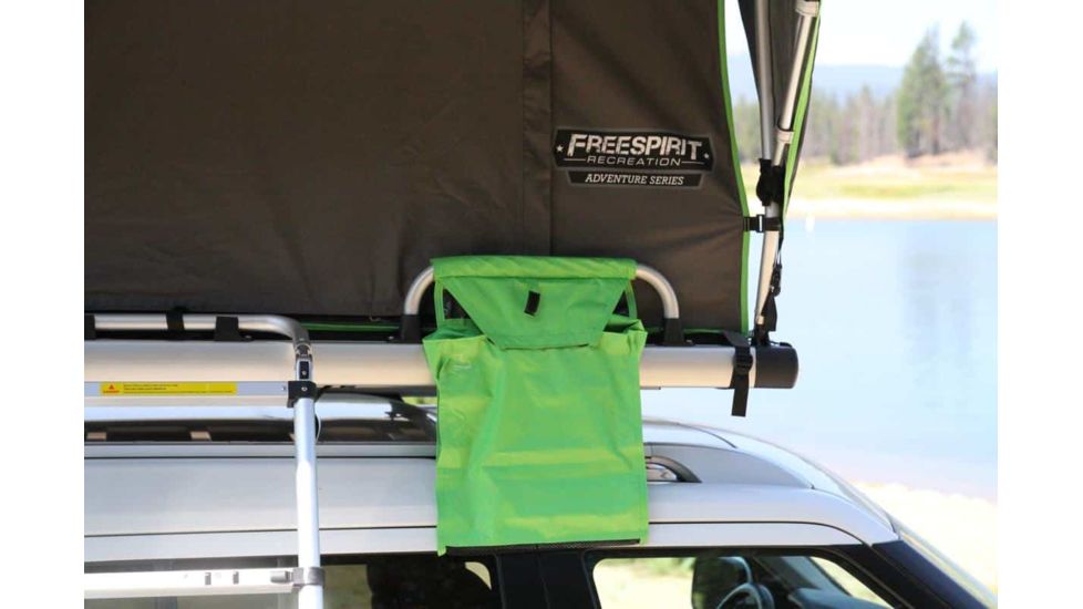 Freespirit Recreation Adventure Series Automatic Soft-Top 49in Roof Top Tent, Dark Grey Body/Blk Fly/Lt. Green Trim/Blk PVC Cover, RTAS49310