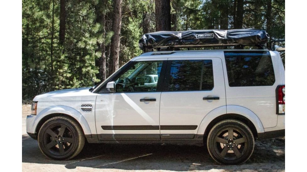 Freespirit Recreation Adventure Series Automatic Soft-Top 49in Roof Top Tent, Dark Grey Body/Blk Fly/Lt. Green Trim/Blk PVC Cover, RTAS49310