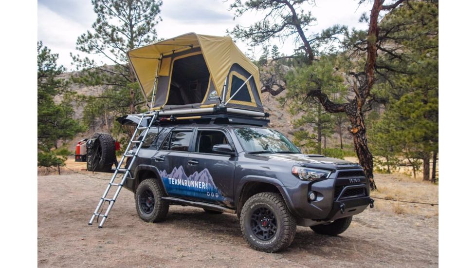 Freespirit Recreation Adventure Series Manual 49in Roof Top Tent, Olive Body/Blk Fly/Blk PVC Cover, RTAM49705