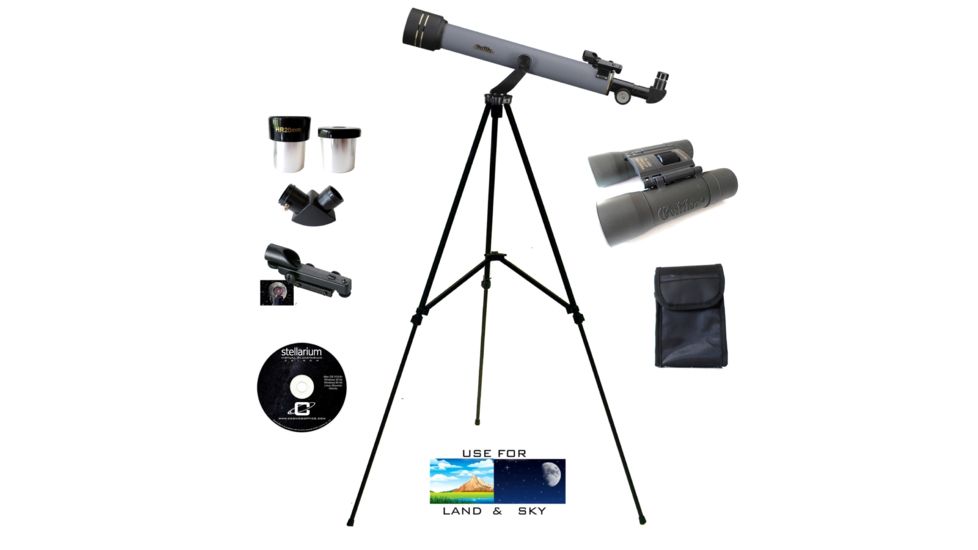 Galileo F-650 600mm x 50mm Refractor Telescope w/8x21 Compact Binocular, Grey, NSN N, F-650TS821