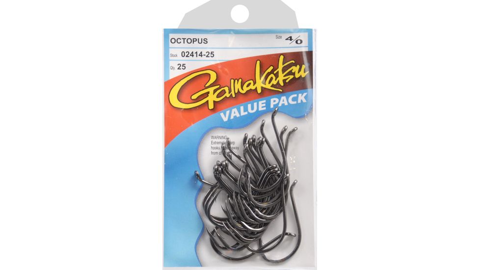Gamakatsu Black Octopus Hook 25 Pack - #4/0 078219