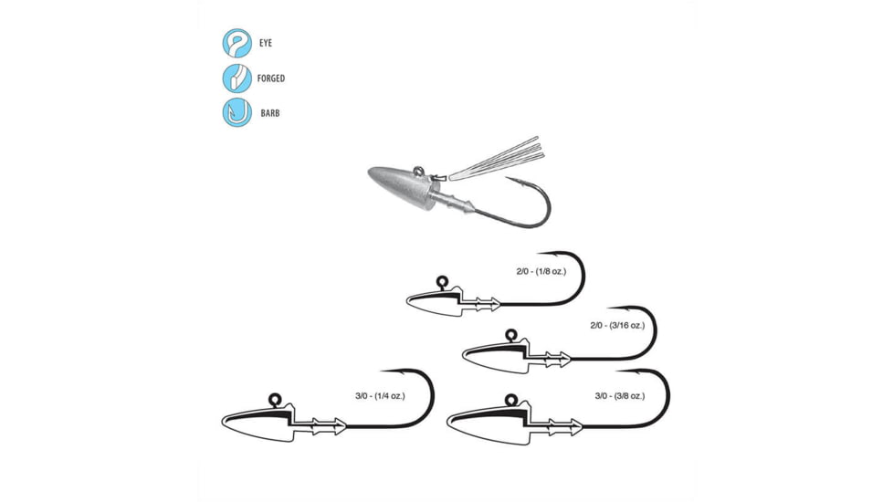 Gamakatsu Darter 26 Jighead, 1/8oz, 2/0 Hook, Nickel Silver Black, 5 Pack, 505412-1/8