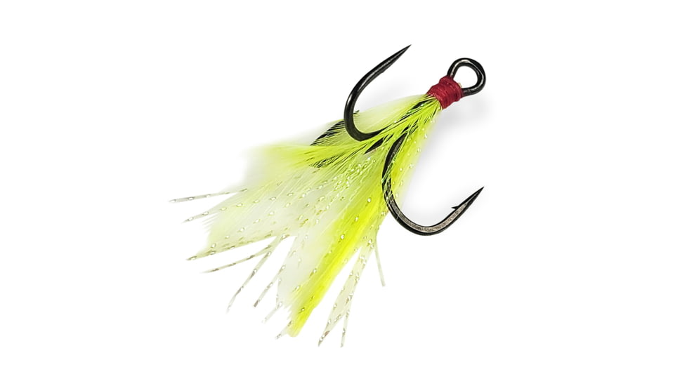Gamakatsu Feathered Treble MH, size 6, Chartreuse/Tinsel, 417207-CT