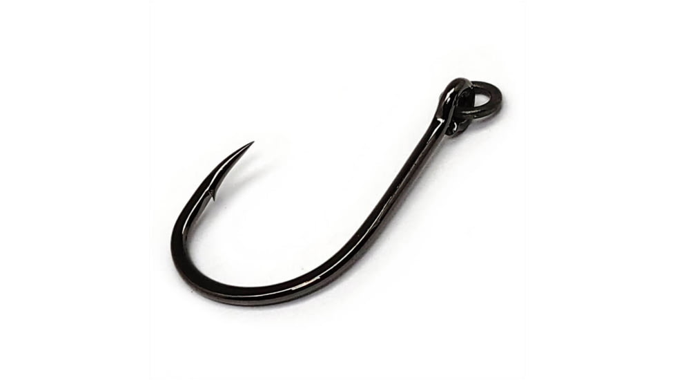 Gamakatsu Live Bait Hook with Solid Ring, Needle Point, Light Wire, Offset, Ringed Eye, NS Black, Size 6, 7 per Pack, 220407R