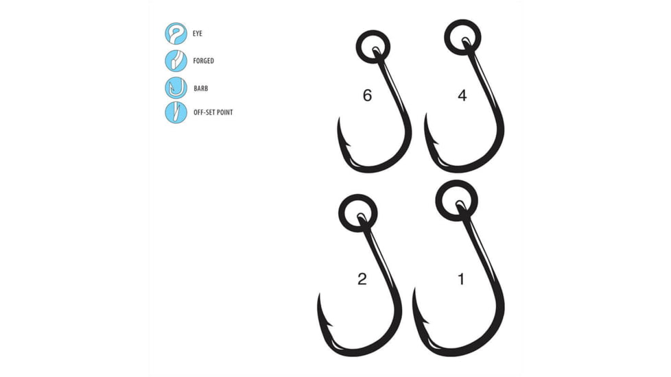 Gamakatsu Live Bait Hook with Solid Ring, Needle Point, Light Wire, Offset, Ringed Eye, NS Black, Size 6, 7 per Pack, 220407R