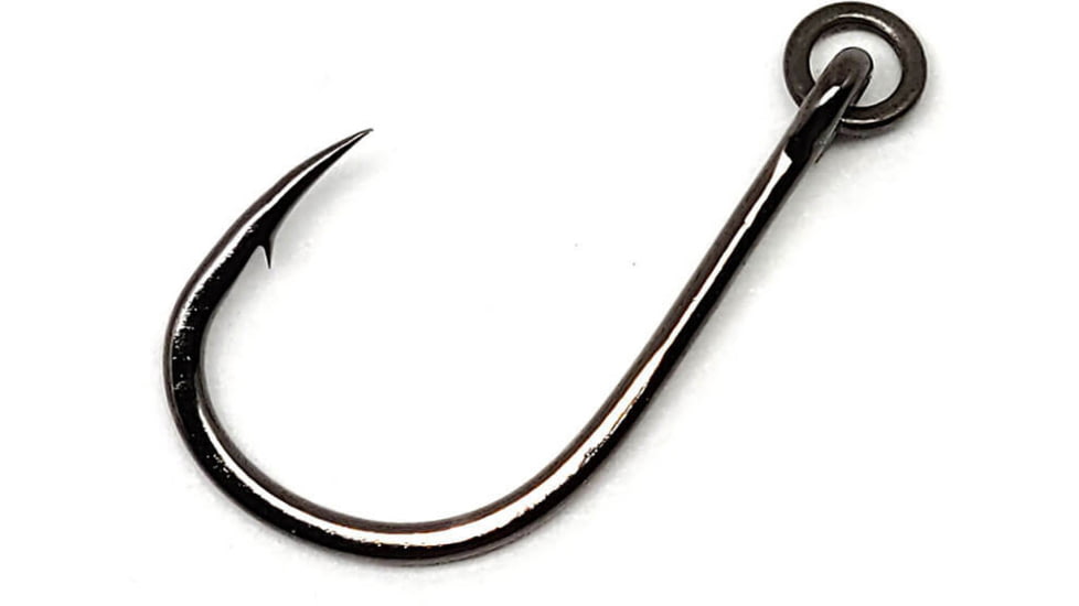 Gamakatsu Live Bait Hook with Solid Ring, Needle Point, Light Wire, Offset, Ringed Eye, NS Black, Size 6, 7 per Pack, 220407R