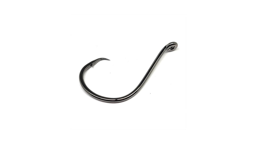Gamakatsu Octopus Circle Offset-Point Nano Alpha Fishing Hook, Size 1/0, Black, 208211