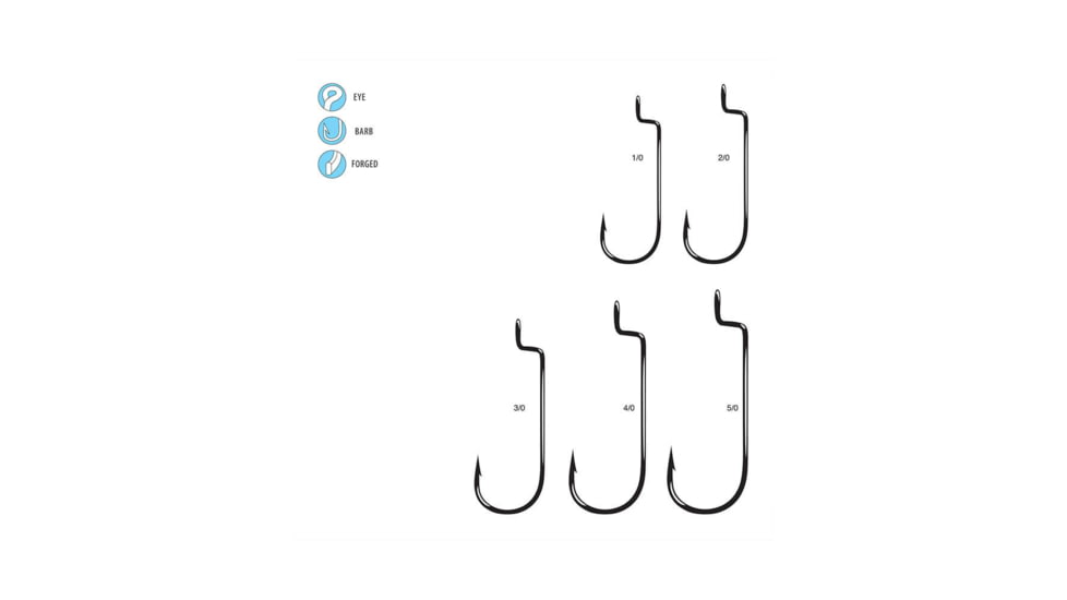 Gamakatsu Offset Shank, Round Bend Nano Alpha Worm Hook, Size 5/0, Black, 54215